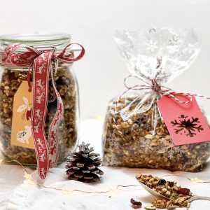 Photograph of Christmas Spice Granola with Pistachios, Coconut and Cranberries