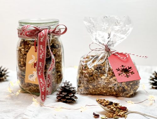 Photograph of Christmas Spice Granola with Pistachios, Coconut and Cranberries