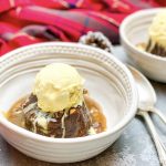 Photograph of Christmas Sticky Toffee Pudding with Salted Caramel Sauce