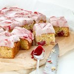 Photograph of Vanilla Slice with Fresh Raspberries and a Raspberry Mascarpone Frosting