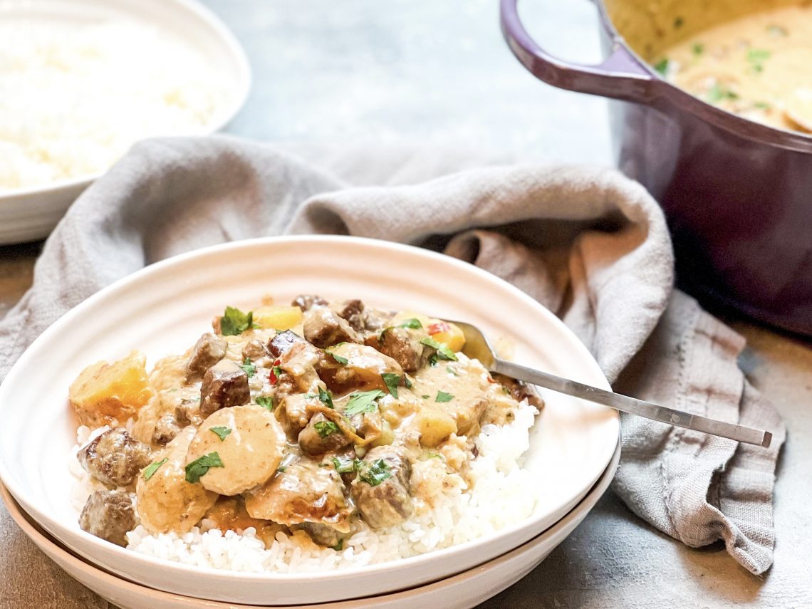 Photograph ofMassaman Beef Curry with Red Onion and Tamarind