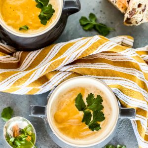 Photograph of Roast Carrot Soup with Ginger, Cumin and Coriander