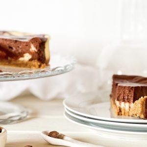 Photograph of Chocolate and Vanilla Baked Cheesecake