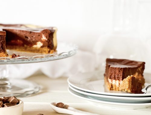 Photograph of Chocolate and Vanilla Baked Cheesecake