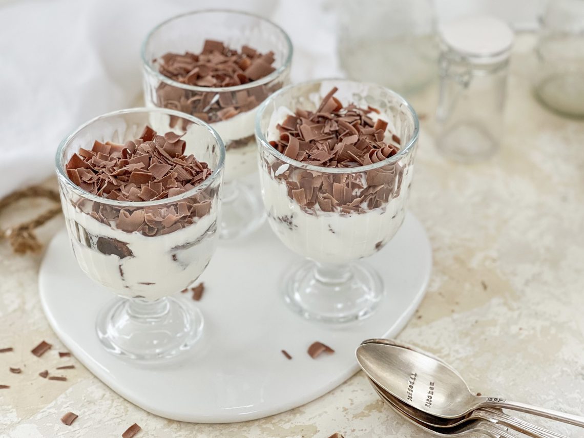 Photograph of Chocolate Brownie and Greek Yoghurt Layered Dessert