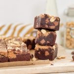 Chocolate Chunk Peanut Butter Brownies with Salted Peanuts