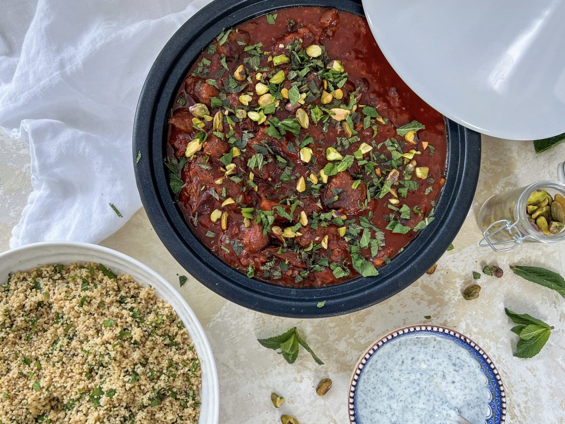 Photograph of Lamb Tagine with Saffron, Tomatoes and Dates