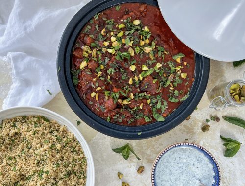 Photograph of Lamb Tagine with Saffron, Tomatoes and Dates