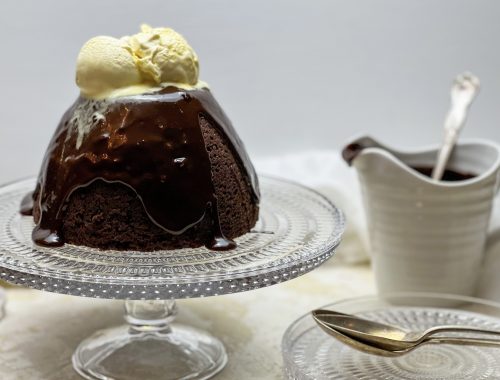 Photograph of Slow Cooker Steamed Chocolate Pudding with Hot Chocolate Sauce