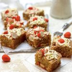 Photograph of Orange and Almond Blondies with White Chocolate Orange Mini Easter Eggs