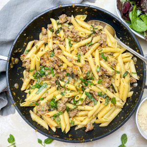 Photograph of Creamy Italian Sausage and Fennel Ragù with Penne
