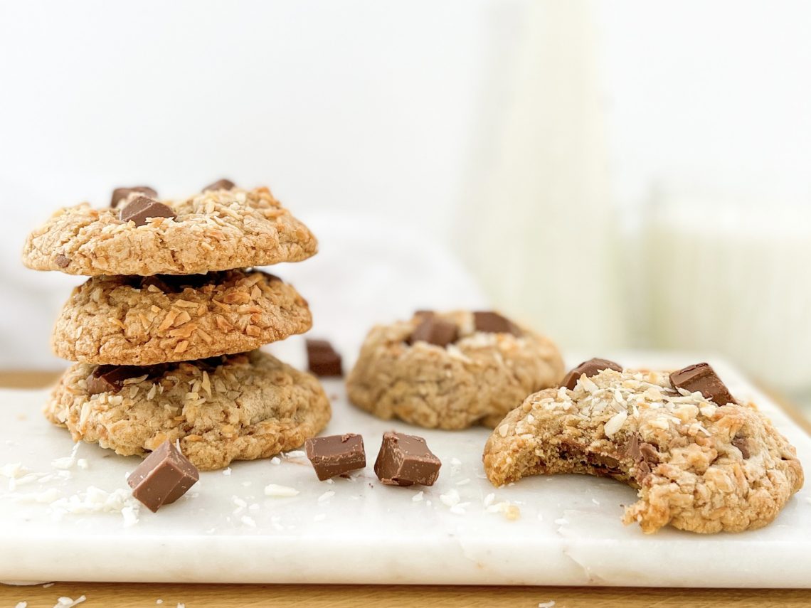 Photograph of Toasted Coconut and Brown Butter Cookies with Milk Chocolate Chips