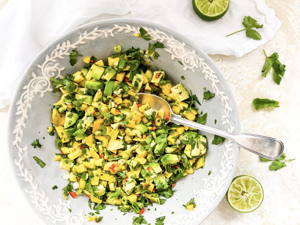 Photograph of Mango and Avocado Salsa with Coriander, Mint and Lime