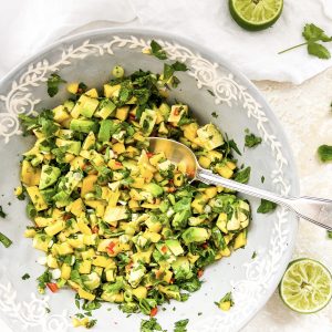 Photograph of Mango and Avocado Salsa with Coriander, Mint and Lime
