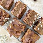 Photograph of Coffee Blondies with Brown Butter, Chunks of Milk Chocolate and a Coffee Glaze