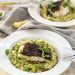 Photograph of Oven-Baked Fillet of Cod with Green Pea and Horseradish Risotto, drizzled in a Nutty Brown Butter