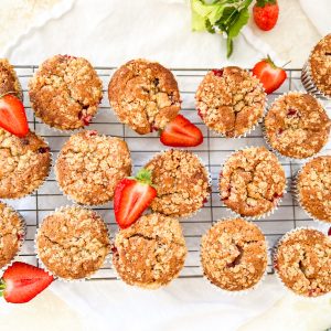 Photograph of Strawberries and Cream Vanilla Muffins