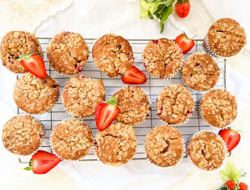 Photograph of Strawberries and Cream Vanilla Muffins