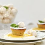 Lemon Friands with Lemon Cream, Mini Meringues and Sweet Mint Lemon Syrup