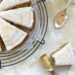 Photograph of Coconut Cake with Coconut and Vanilla Icing