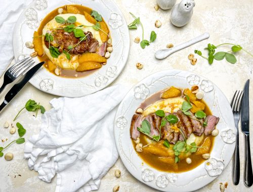 Photograph of Duck à l'Orange, Celeriac and Potato Purée with Macadamia Nuts