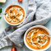 Photograph of Cream of Roast Tomato Soup with Sun-Dried Tomatoes and Parmesan Croutons