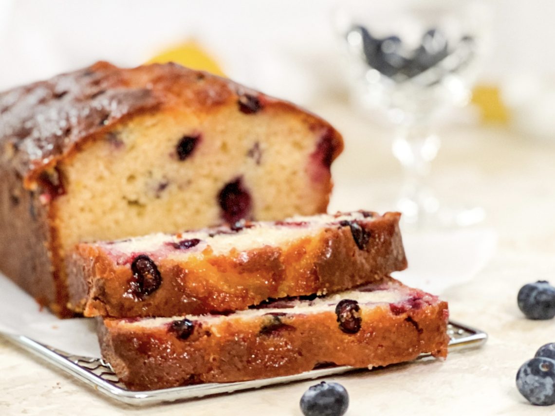 Photograph of French Lemon Yoghurt Cake with Blueberries