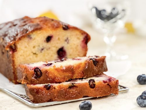 Photograph of French Lemon Yoghurt Cake with Blueberries