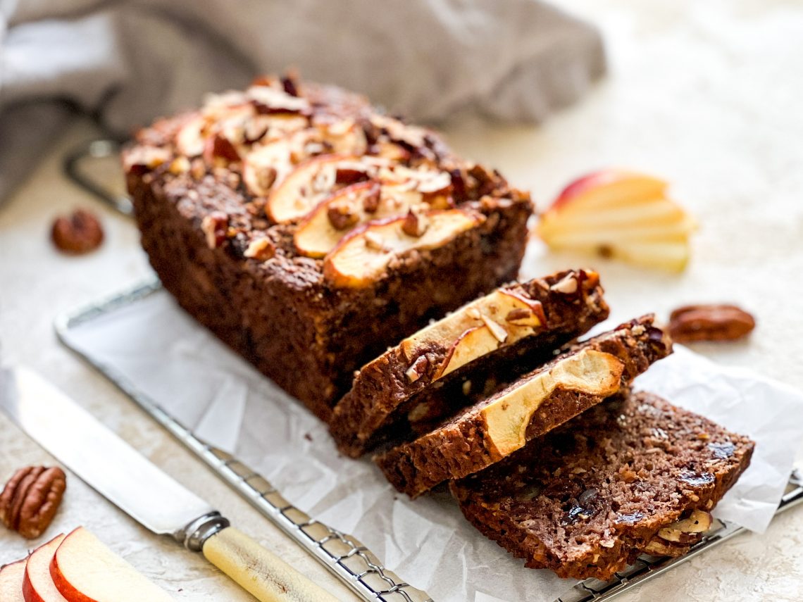 Photograph of Vegan and Gluten Free Apple, Pecan and Sultana Loaf