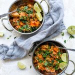 Slow-Cooker Sweet Potato and Turkey Meatball Dhansak and Rice Casserole