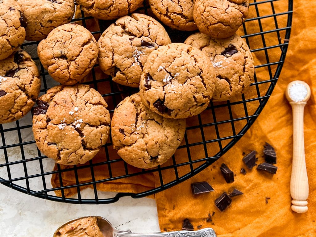 Photograph of Peanut Butter and Dark Chocolate Chip Cookies - gluten and dairy free