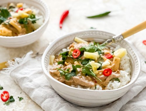 Photograph of Thai Red Pork Curry with Pineapple and Ginger