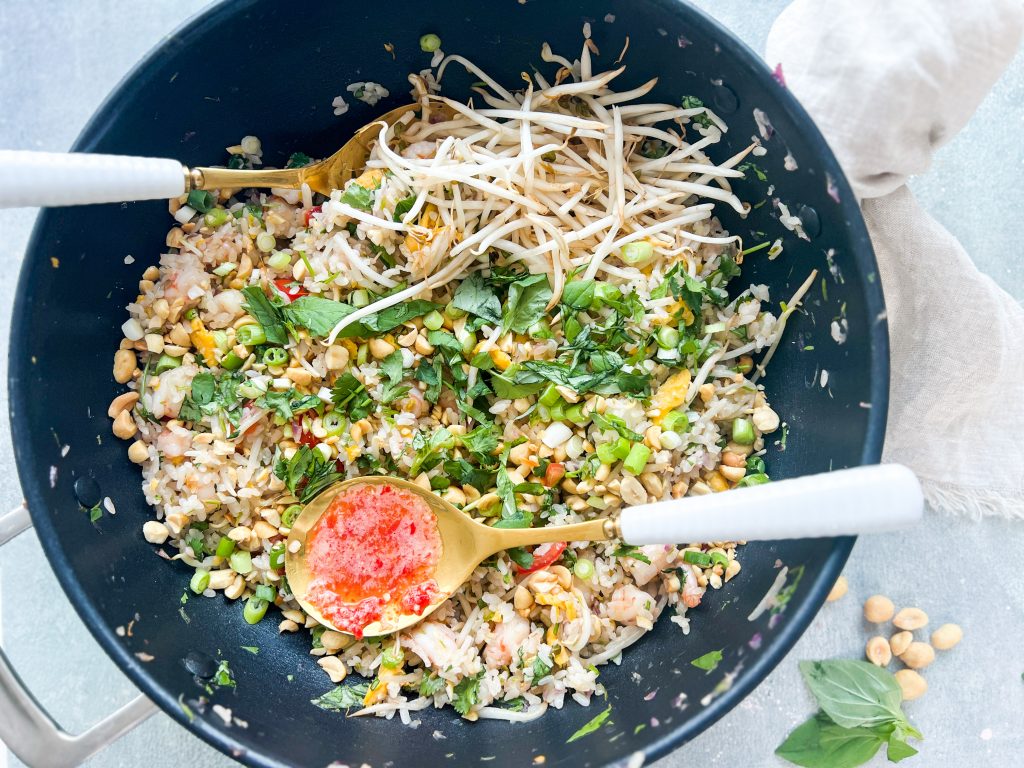 Photograph of Thai Fried Rice with Prawns and Hot and Sour Sauce