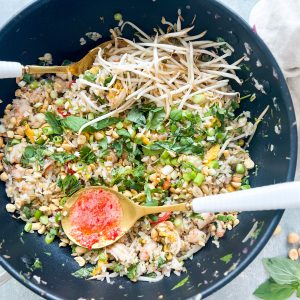 Photograph of Thai Fried Rice with Prawns and Hot and Sour Sauce