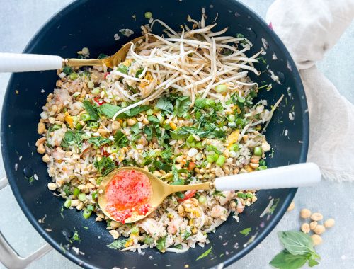 Photograph of Thai Fried Rice with Prawns and Hot and Sour Sauce