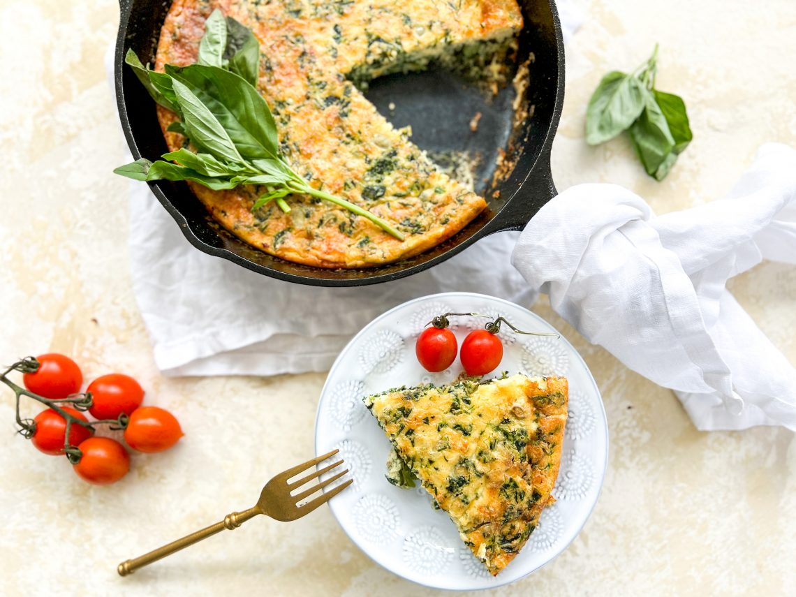 Photograph of Coronation Crustless Quiche with Spinach and Broad Beans