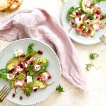 Feta and Avocado Salad with Quick Pickled Red Onion and Pomegranate Seeds