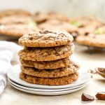 Photograph of Brown Butter Fruit and Nut Chocolate Chip Cookies with Oats and Coconut, finished with Smoked Salt