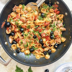 Photograph of One-Pot Tuna Ragù with Orecchiette and Mint