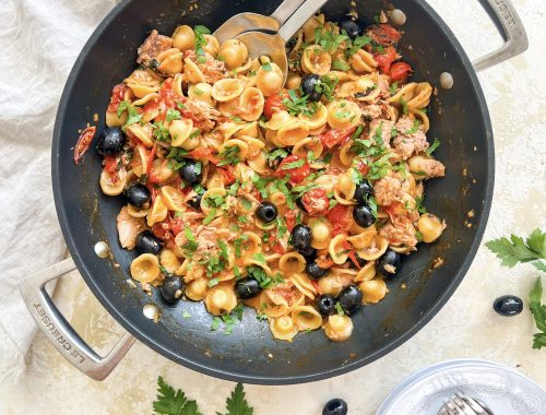 Photograph of One-Pot Tuna Ragù with Orecchiette and Mint