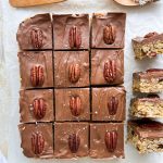 Photograph of Coconut Flapjacks with Pecan Nuts, Raisins and Salted Chocolate