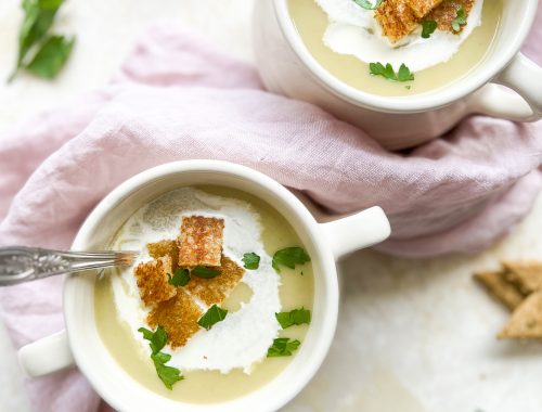 Photograph of Cream of Cauliflower and Broccoli Soup