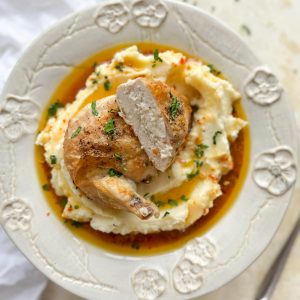 Photograph of Chilli Chicken Supremes with Mashed Potato Skordalia