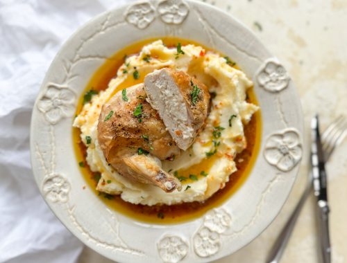 Photograph of Chilli Chicken Supremes with Mashed Potato Skordalia