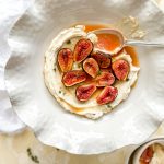 Photograph of Hot Roasted Figs with Fresh Thyme and Whipped Vanilla Ricotta