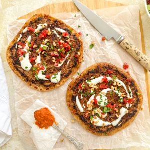 Photograph of Quick and Easy Lahmacun – Flatbread cooked with minced meat and spices.