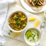 Photograph of Sweetcorn and Tomato Salsa as well as Avocado Yoghurt